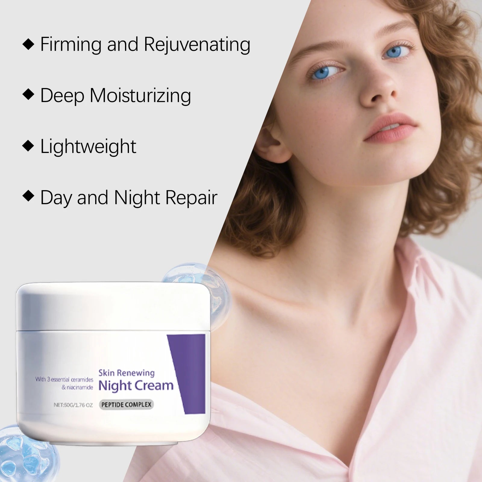 Niacinamide Brighten Night Cream Improve Dullness Inhibit Melanin Production Shrink Pores Deeply Nourish Skin Moisturizing Cream Peaceful Pleasures Health and Wellness