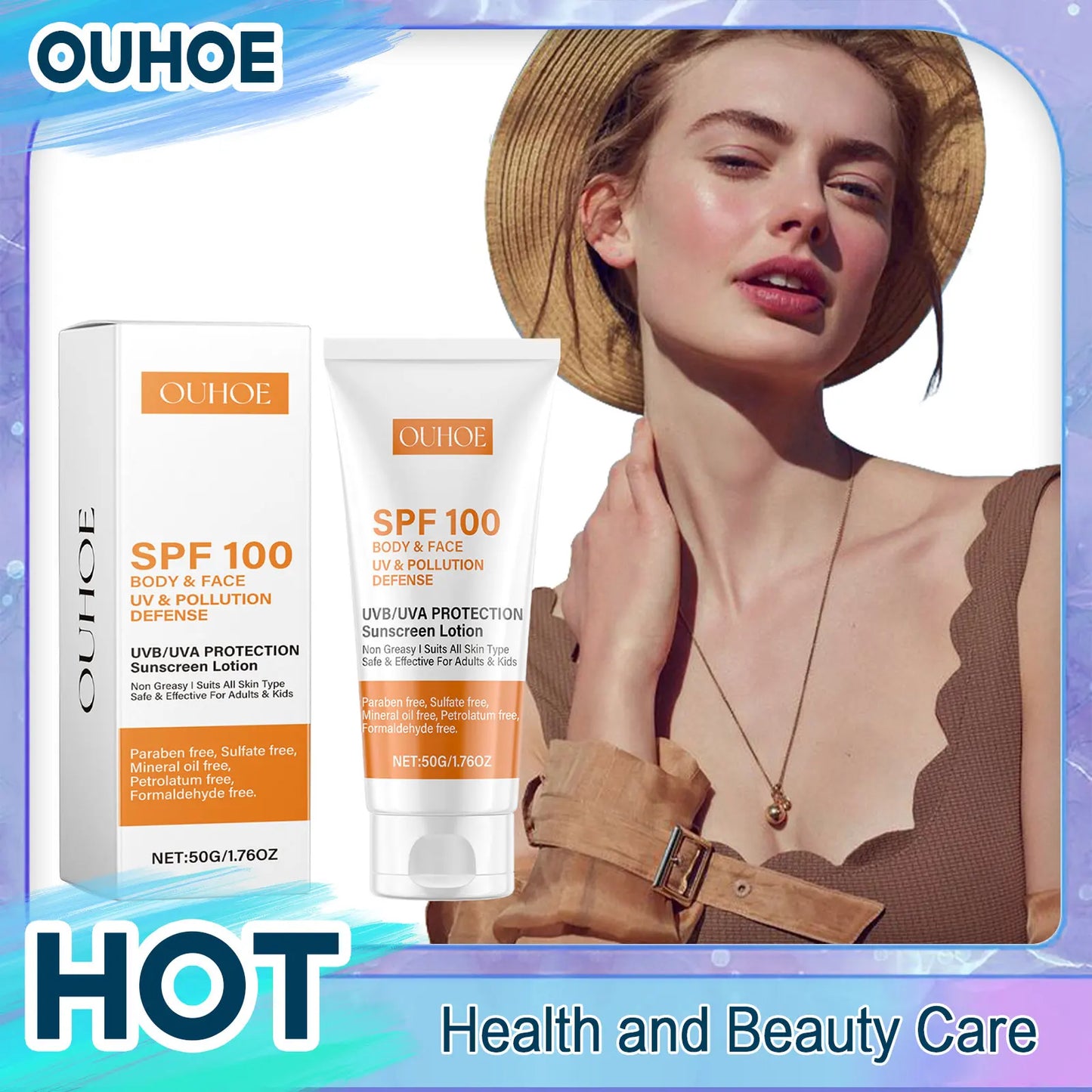Facial Body Sunscreen Spf100 Anti Sun UV Protector Solar Skin Protective Sunblock Oil-Control Moisturizing Whitening Sun Cream Peaceful Pleasures Health and Wellness