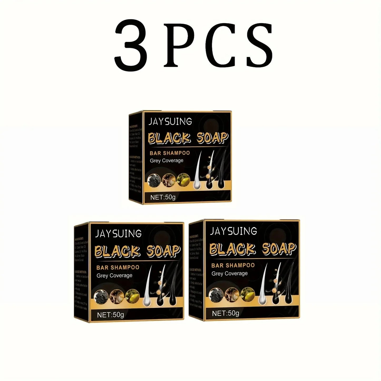 Hair Shampoo Soap Polygonum Multiflorum Black Soap White Hair Repair Soap Hair Care Set Nourishing Anti Dandruff Hair Dye Soap Peaceful Pleasures Health and Wellness 3pcs