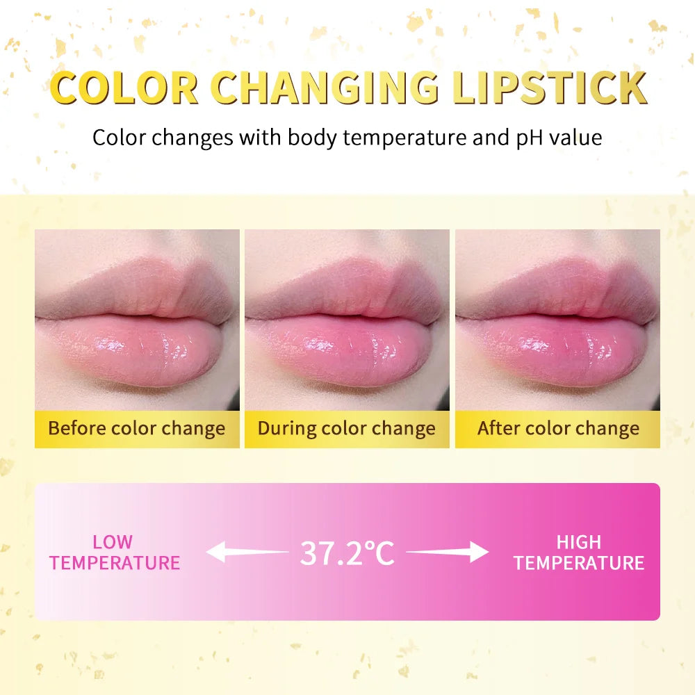 Color Changing Lipstick 2 in 1 Lip Blush Balm 24K Gold Long Lasting Moisturizing Nourishing Lips Plumper Deep Hydration Care Peaceful Pleasures Health and Wellness