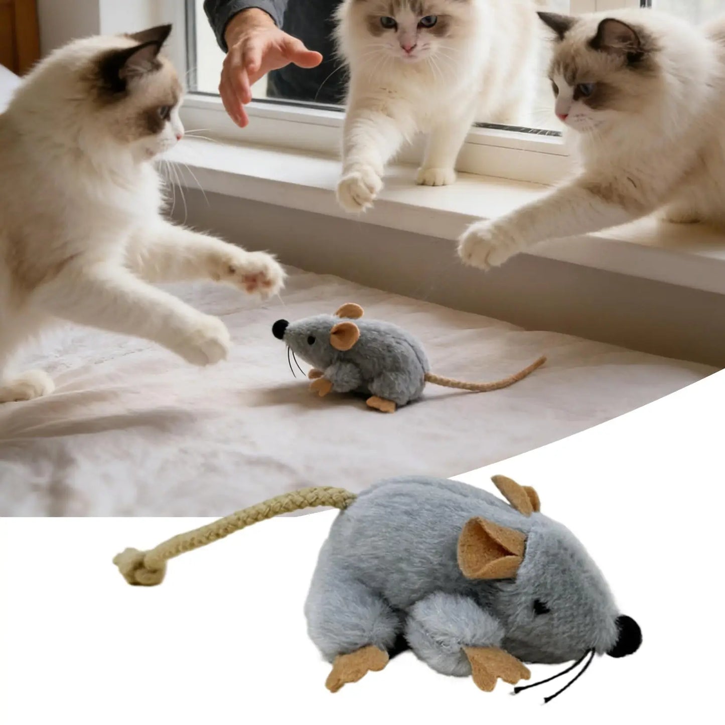 Plush Mouse Cat Toy with Sound & Moving Tail | Interactive