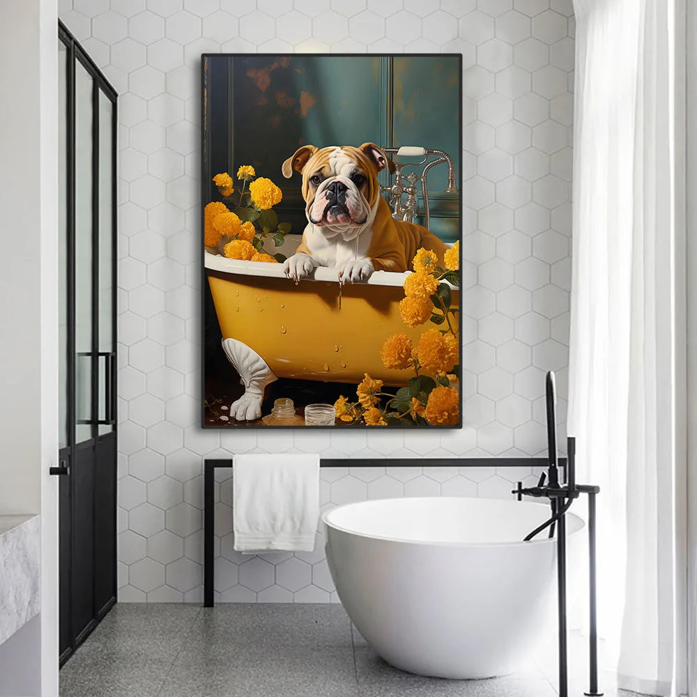 Funny Animals Toilet Canvas Painting Prints Gorilla Elephant Cat Dog Wall Poster Picture for Bathroom Room Home Decoration Peaceful Pleasures Health and Wellness