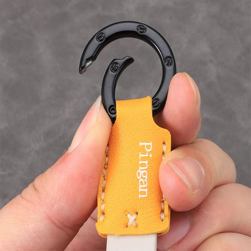 Leather D-Ring Car Keychain | Multi-Color Key Pendant