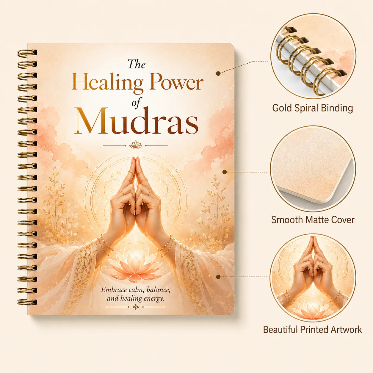 Healing Power Mudras A5 Spiral Guide Meditation Hand Gesture Book