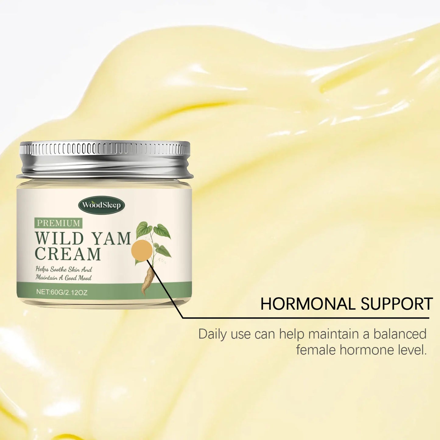 WOODSLEEP Wild Yam Body Cream – Botanical Women's Cream 60g