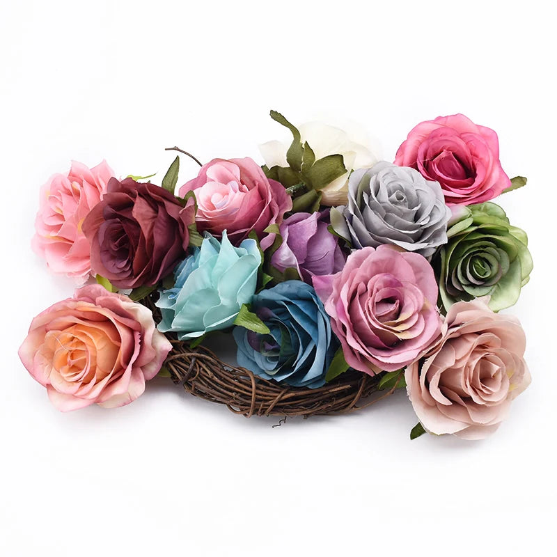 Silk Rose Artificial Flower Heads 5/10 Pcs | Wedding & Party Decor