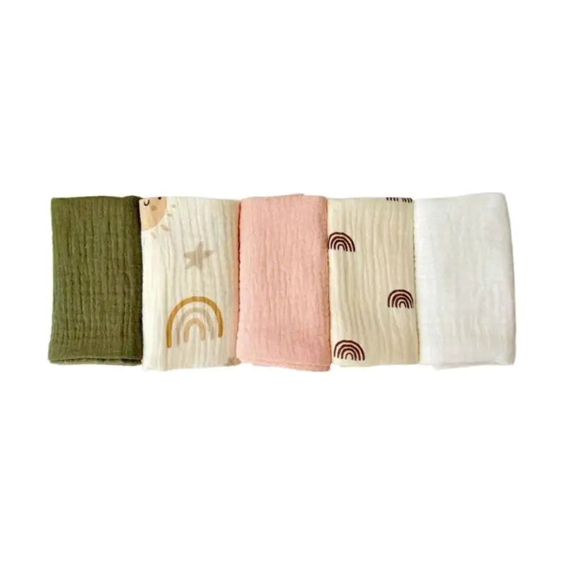 5-Pack Baby Burp Cloths | 4-Layer Soft Cotton Face Towels