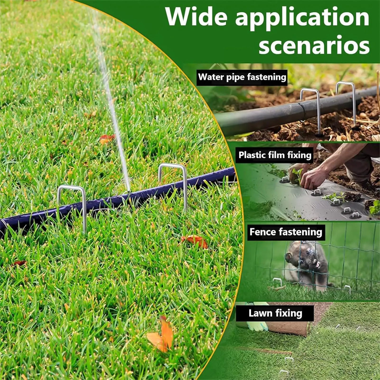 Ground Stakes 6 Inches U Shape Spikes Pegs With Gasket Landscape Pins With Pick Hook For Outdoor Yard Lawn Patio Greenhouse Peaceful Pleasures Health and Wellness China Mainland