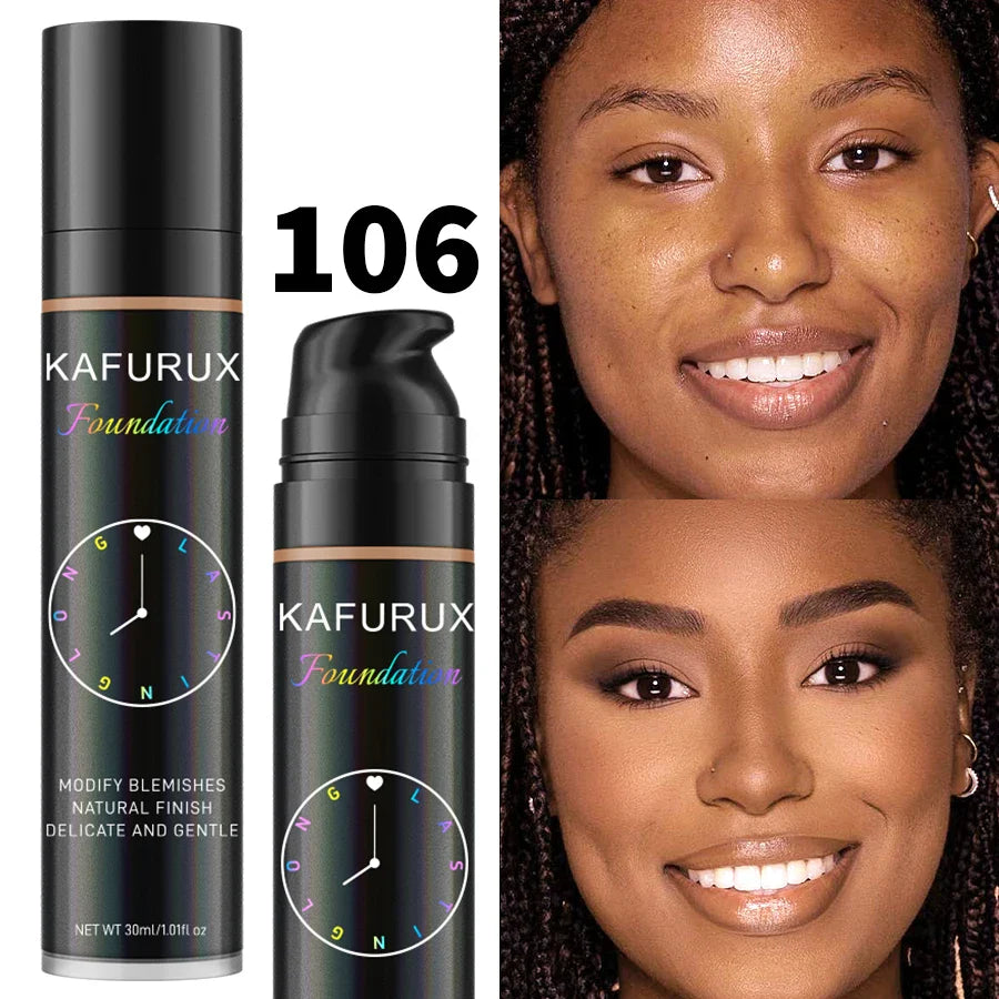 KAFURUX 8-Shade Liquid Foundation – Waterproof & Full Coverage