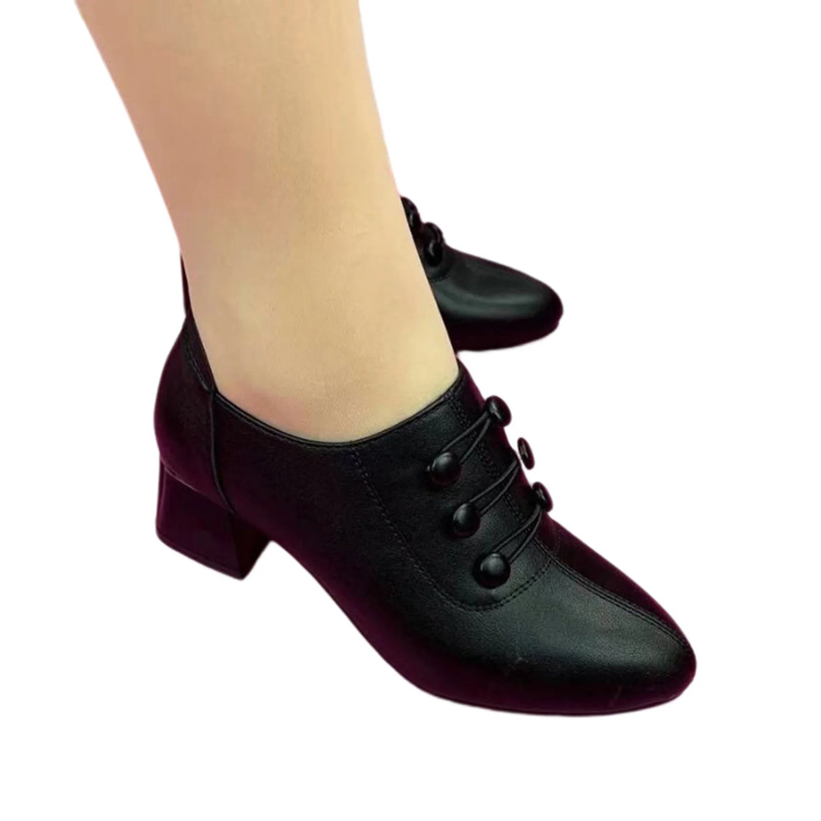 Woman Solid Casual Ankle Booties Women Low Heel Thick Sole Shoes Gift for Christmas Birthday New Year Peaceful Pleasures Health and Wellness Black 38