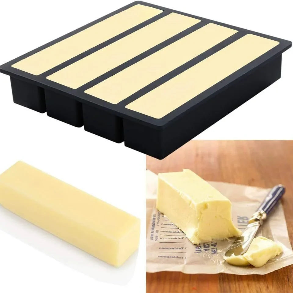 4 Grid Long Strip Square Ice-tray Food Grade Silicone Mold Home Reusable Rectangular Ice Tray Cube Ice Box With Lid or Lidless Peaceful Pleasures Health and Wellness