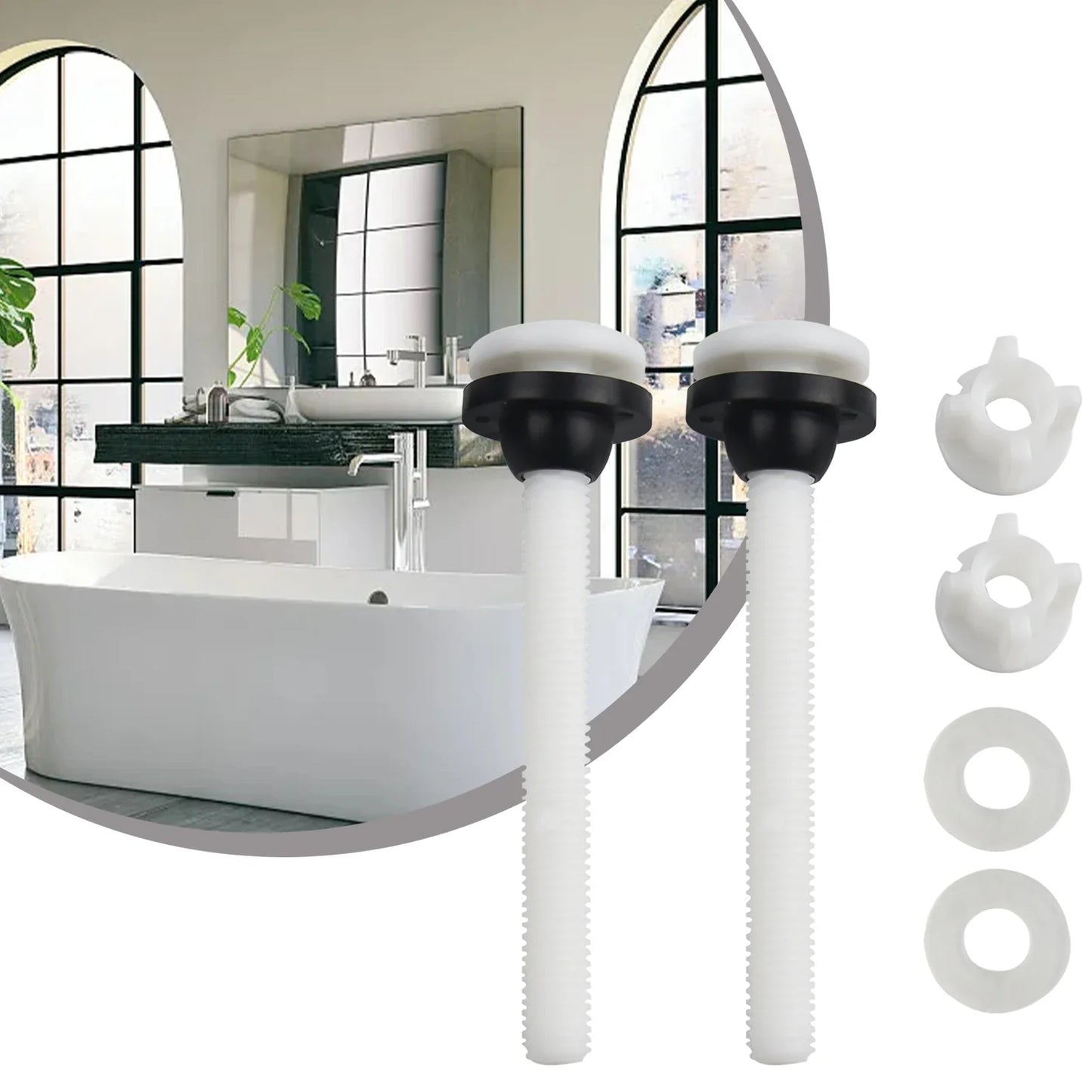 Toilet Seat Hinge Replacement Bolts – 2-Pack Plastic & Rubber