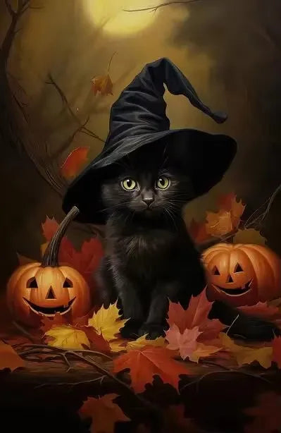 Victorian Gothic Black Cat Raven Canvas Wall Art Print | Occult Décor Gothic Canvas Print Peaceful Pleasures Health and Wellness ZLH5383 100x150cm No Frame