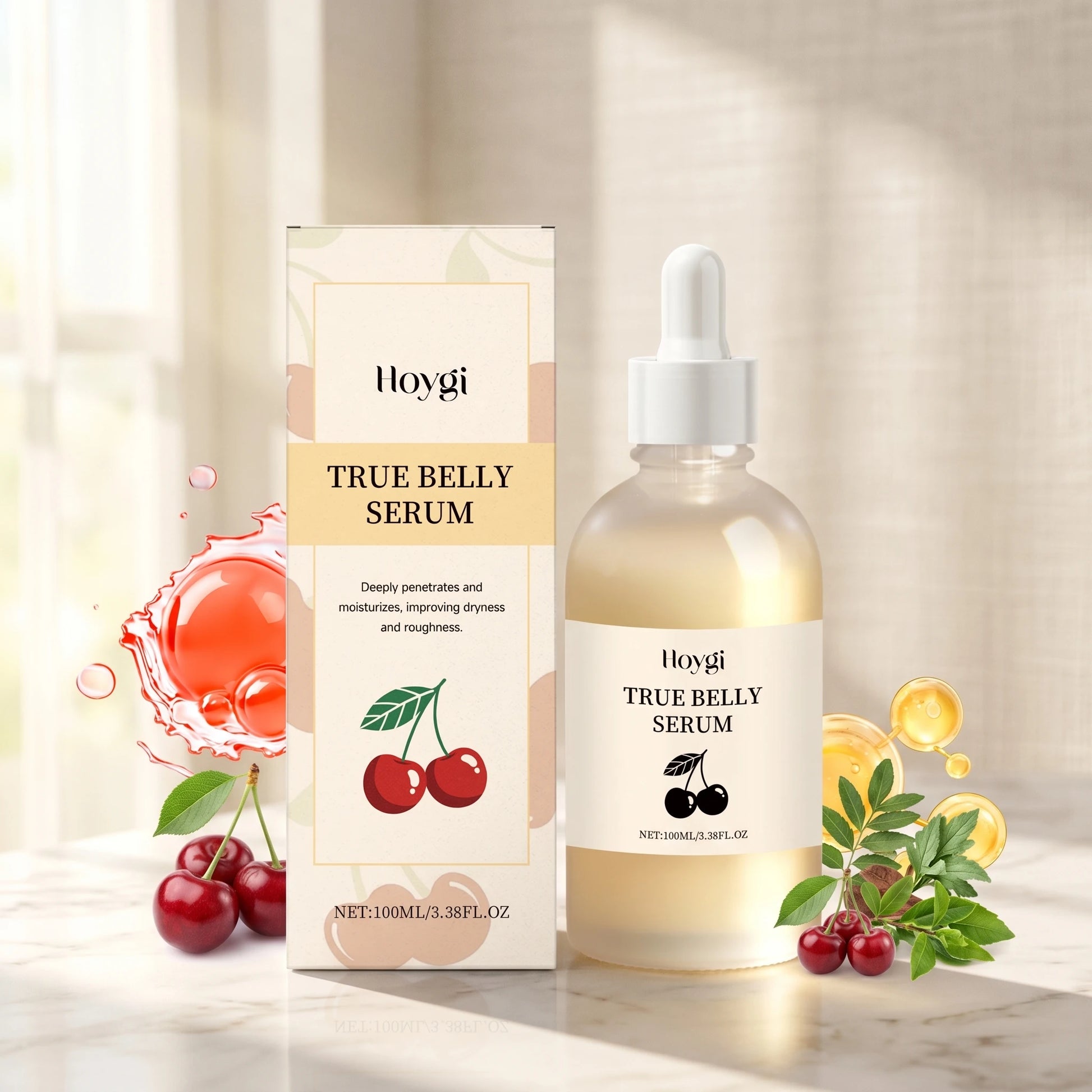 Cherry Belly Serum for Belly Tightening Improves Skin Elasticity Nourishing Dryness Roughness Enhances Body Contour Body Serum Peaceful Pleasures Health and Wellness