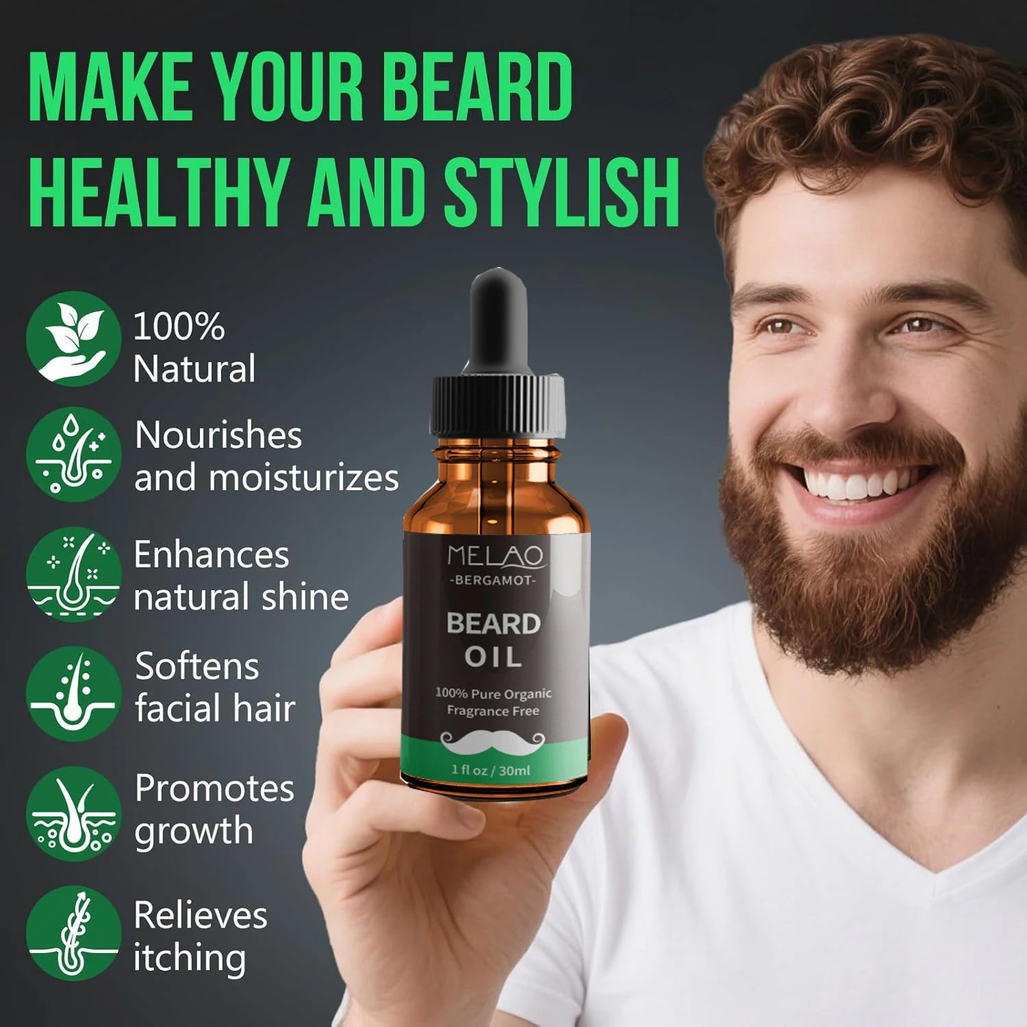 30ml Beard Growth Oil Serum For Men Beard Growth And Grooming Soften Strengthen Styling Beard Oil Beard Care Thicker Nourish Peaceful Pleasures Health and Wellness