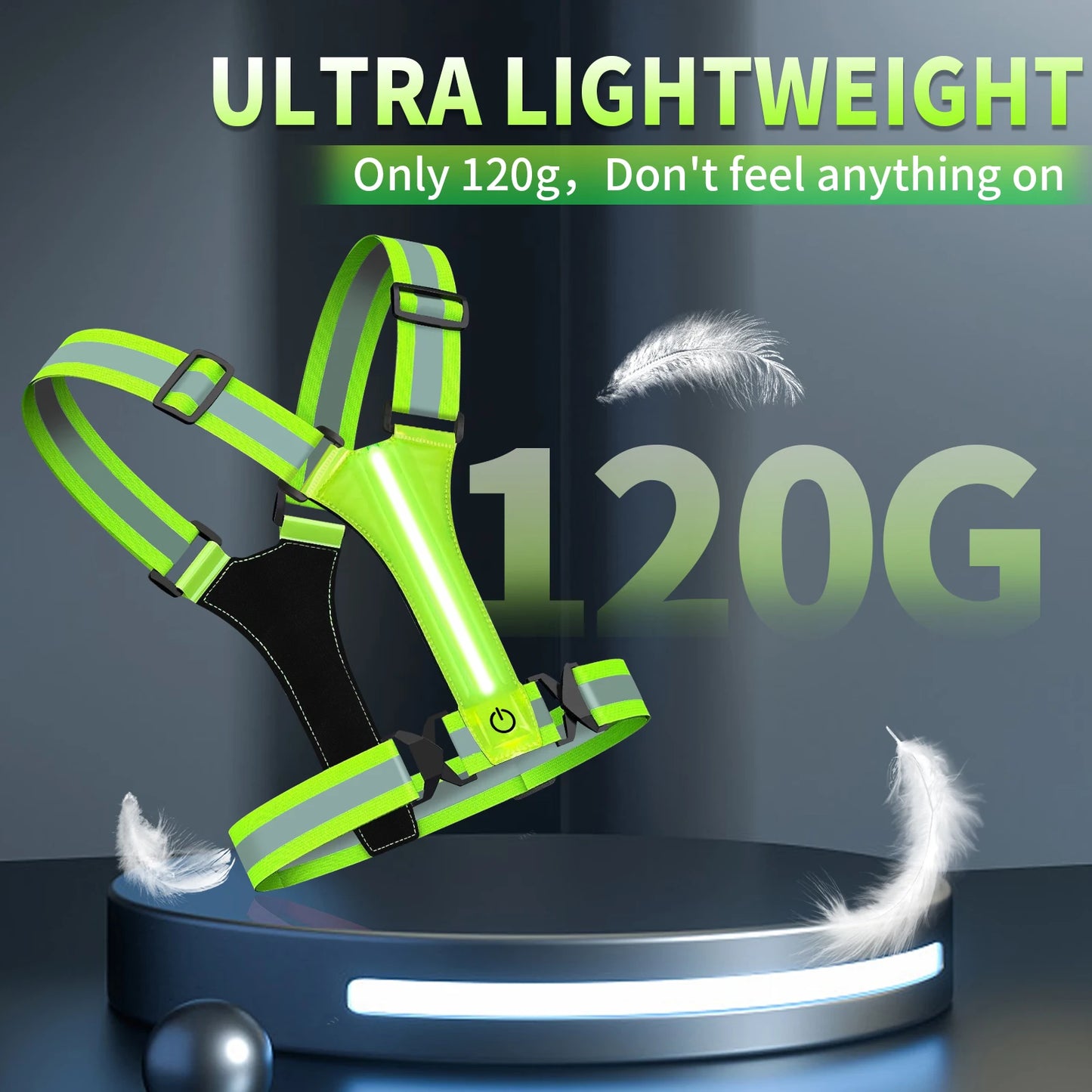 LED Reflective Vest Running Gear USB Rechargeable LED Light Up Vest High Visibility Running Lights for Jogging Running Walking Peaceful Pleasures Health and Wellness