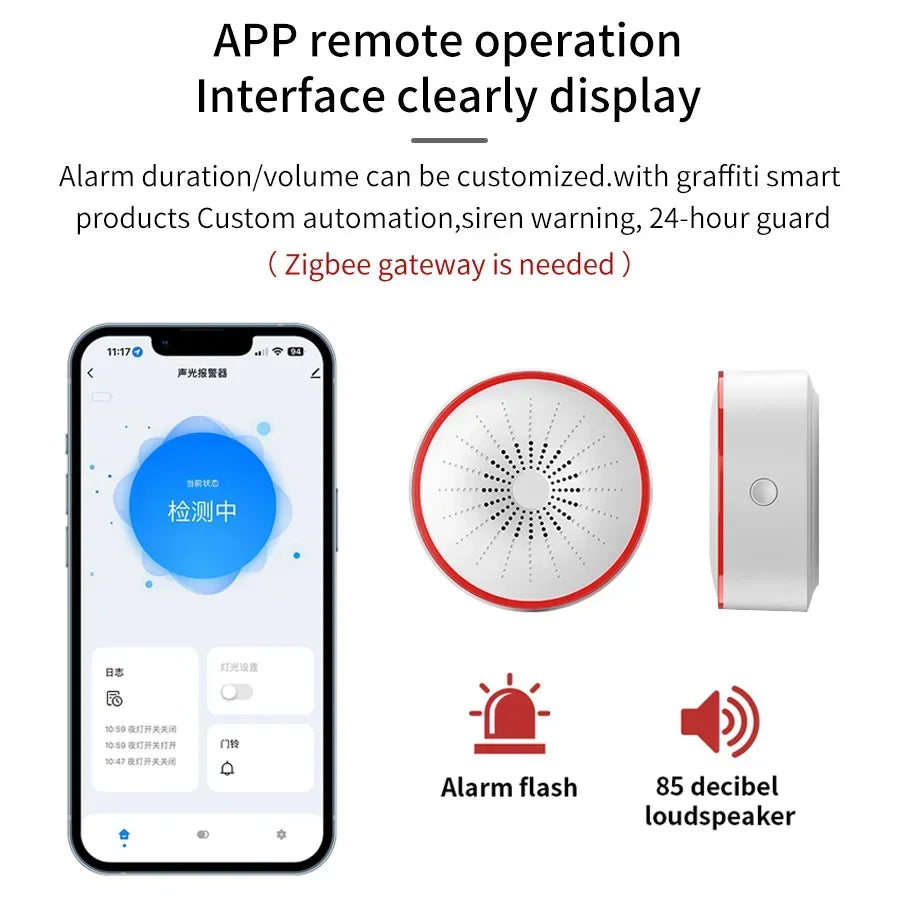 Tuya Smart Siren 85DB ZigBee WiFi Alarm Sound Light Sensor Detector Home Security Alarm App Control Works With Alexa Google Home Peaceful Pleasures Health and Wellness