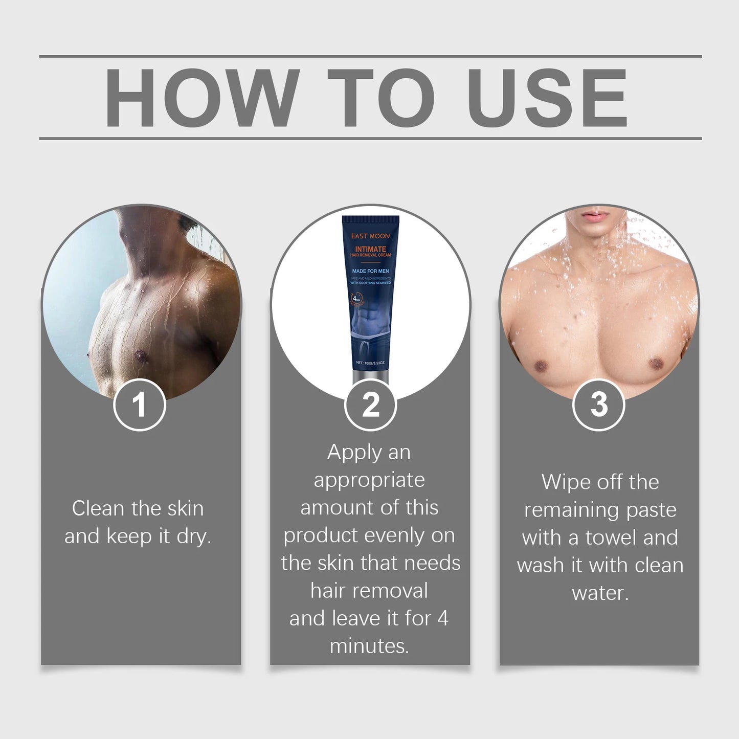 East Moon Men's Hair Removal Cream – Gentle Body Depilatory