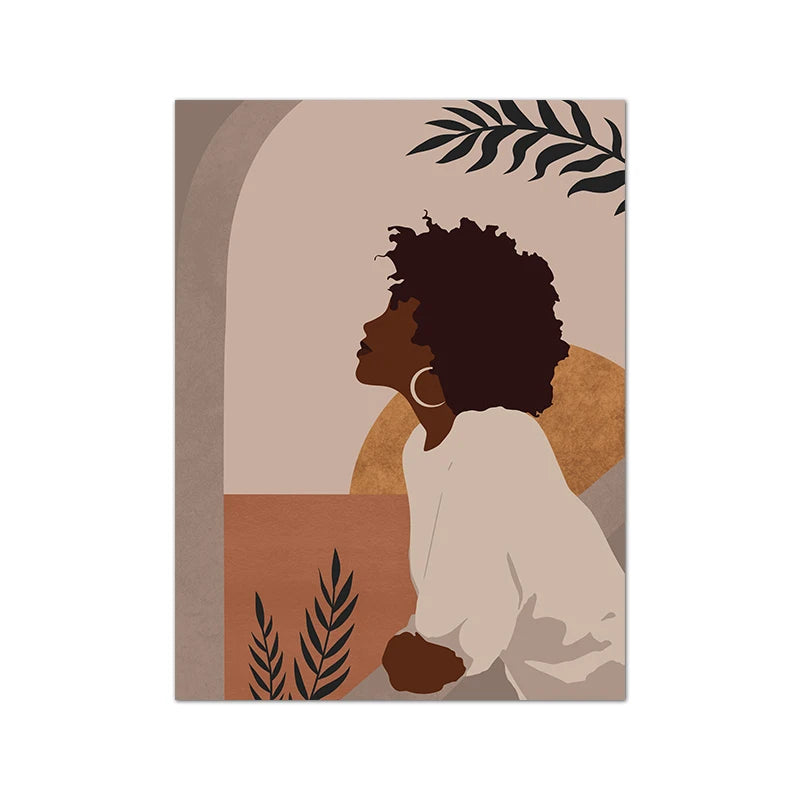 African American Couple Canvas Wall Art | Boho Love Print