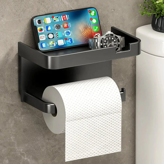 Wall-Mount Bathroom Toilet Paper Holder & Storage Rack Bathroom Storage Rack Peaceful Pleasures Health and Wellness