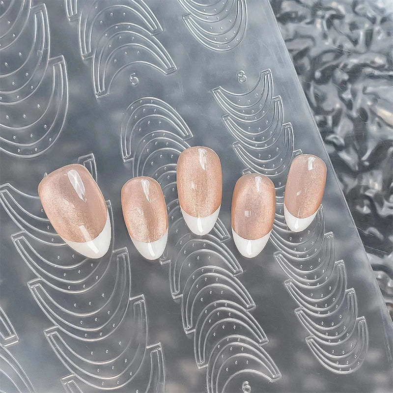 Fully Transparent Hollow French Nail Stickers Spray Painting Stencil French Edges Templates Patting Glue Adhesive Auxiliary Tool Peaceful Pleasures Health and Wellness