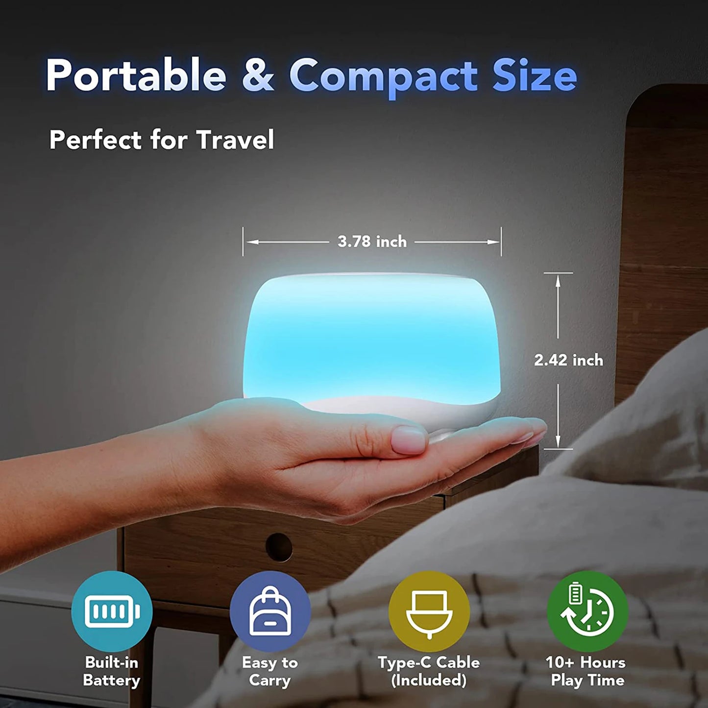 White Noise Machine – 34 Sounds, 7-Color Night Light for Baby
