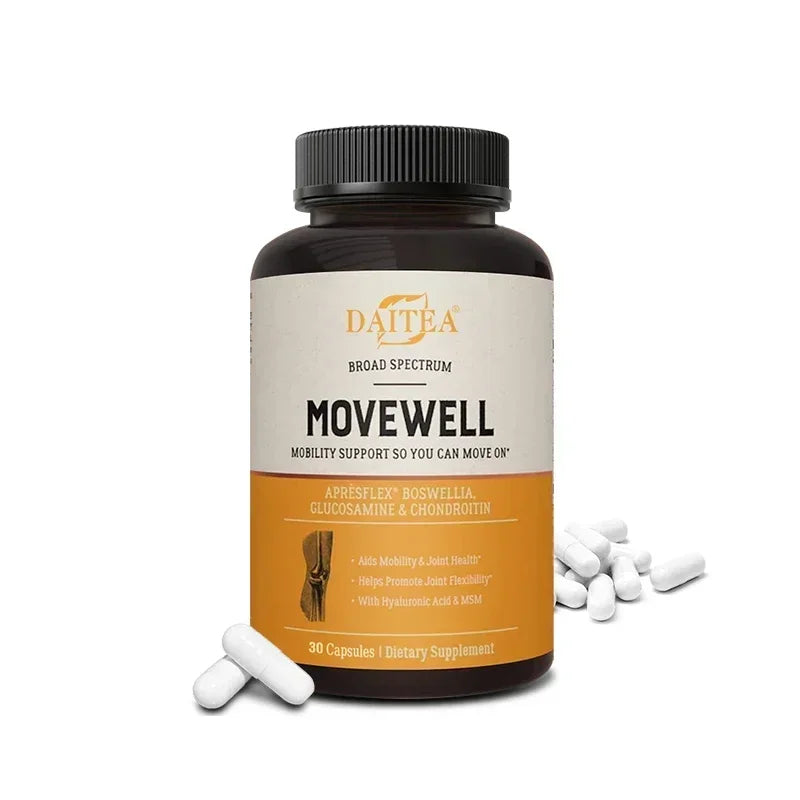 Joint Health Supplement - Glucosamine Chondroitin W/ MSM Hyaluronic Acid MoveWell Peaceful Pleasures Health and Wellness 30 count-1 bottle