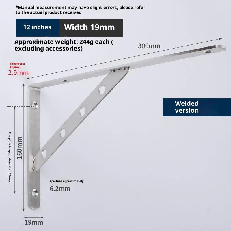 2-Pack Heavy-Duty Stainless Steel L-Shape Wall Angle Brackets