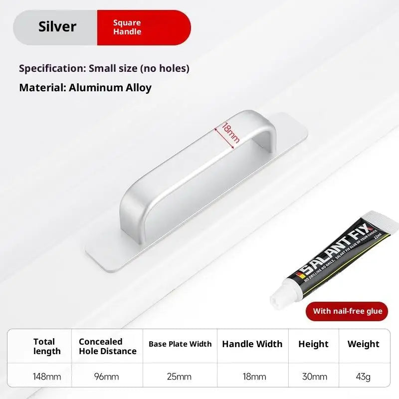 Drill-Free Adhesive Aluminum Door Handle for Sliding Doors