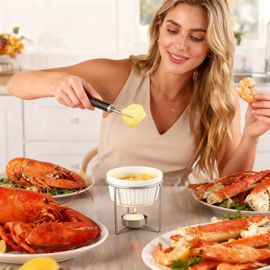 Ceramic Butter Melter & Fondue Pot – Cordless Cheese Warmer Set Fondue Warmer Set Peaceful Pleasures Health and Wellness