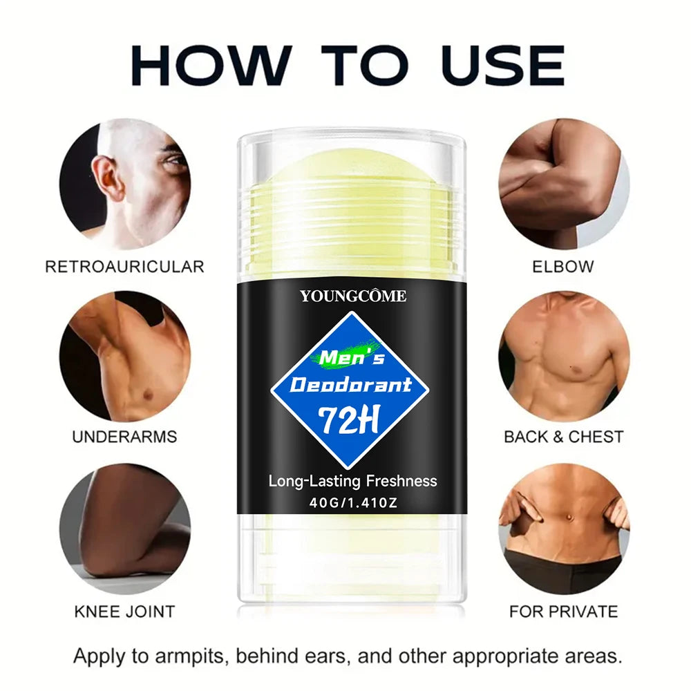 Men's Deodorant Stick Anti Sweating Keep Drying Lasting Fragrance Remove Armpit Odor Underarm Refresh Sticks Fade Body Odor Peaceful Pleasures Health and Wellness