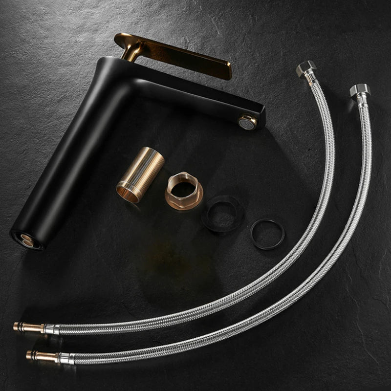 Black Gold Brass Basin Faucet | Single Handle Hot & Cold Tap