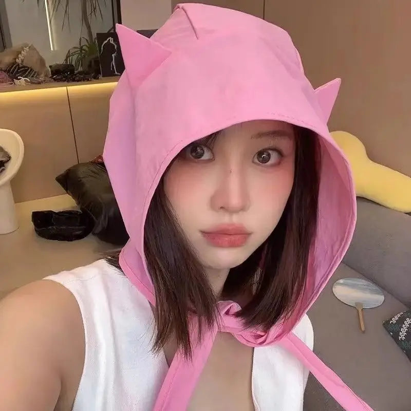 Pastel Devil Hood Sun Hat | UV Protection Quick-Dry Summer Hat