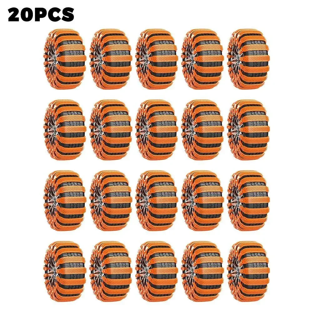 20/10pcs Snow Chain Urethane Set Wheel Ties Belts Widen Thicken Car Tire Crawler Anti-skid Wheel Tyre Ties Winter Emergency Tool Peaceful Pleasures Health and Wellness orange 20pcs