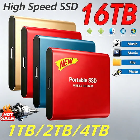 EOENKK 16TB Portable External SSD USB 3.2 Type-C Hard Drive Portable External SSD Peaceful Pleasures Health and Wellness