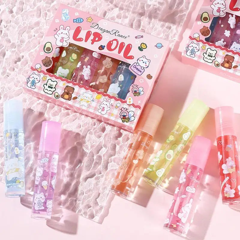 Flower Lip Oil Set 6pcs – Moisturizing Jelly Gloss Kit