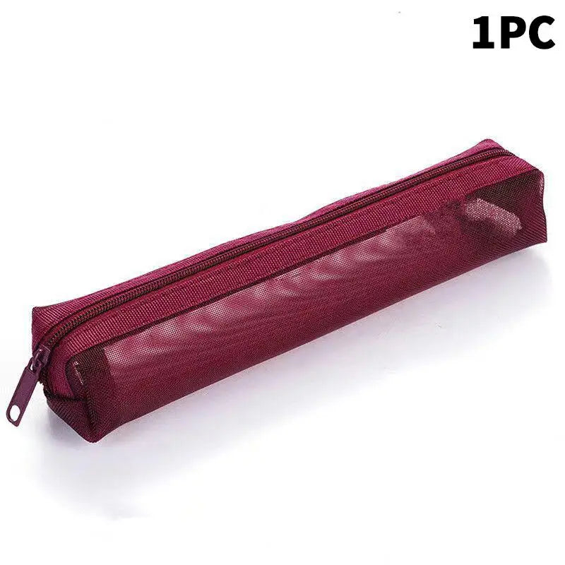 Mesh Pencil Case Zipper Pouch | Portable Stationery Organizer