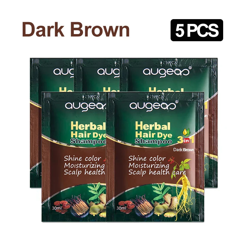 Natural Herbal Hair Dye Shampoo – Grey Coverage 30ml (3/5 Pack)