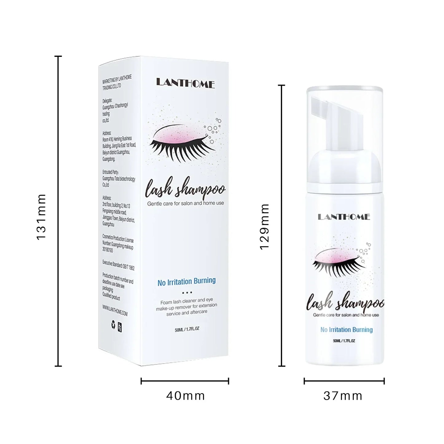 50ml Lanthome Eyelash Extension Shampoo Foam Eyelid Deep Clean Cleanser For Makeup Tools Mascara Remover Glue Salon Home Use Peaceful Pleasures Health and Wellness