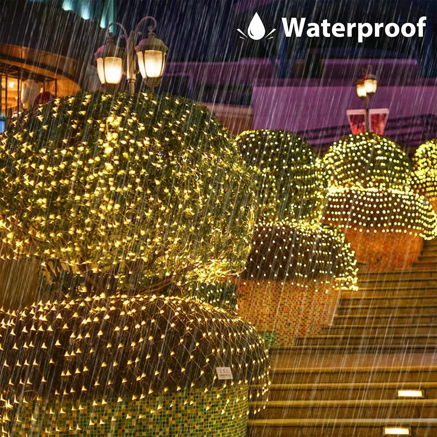 Solar LED Net Curtain Fairy String Lights – Outdoor Waterproof