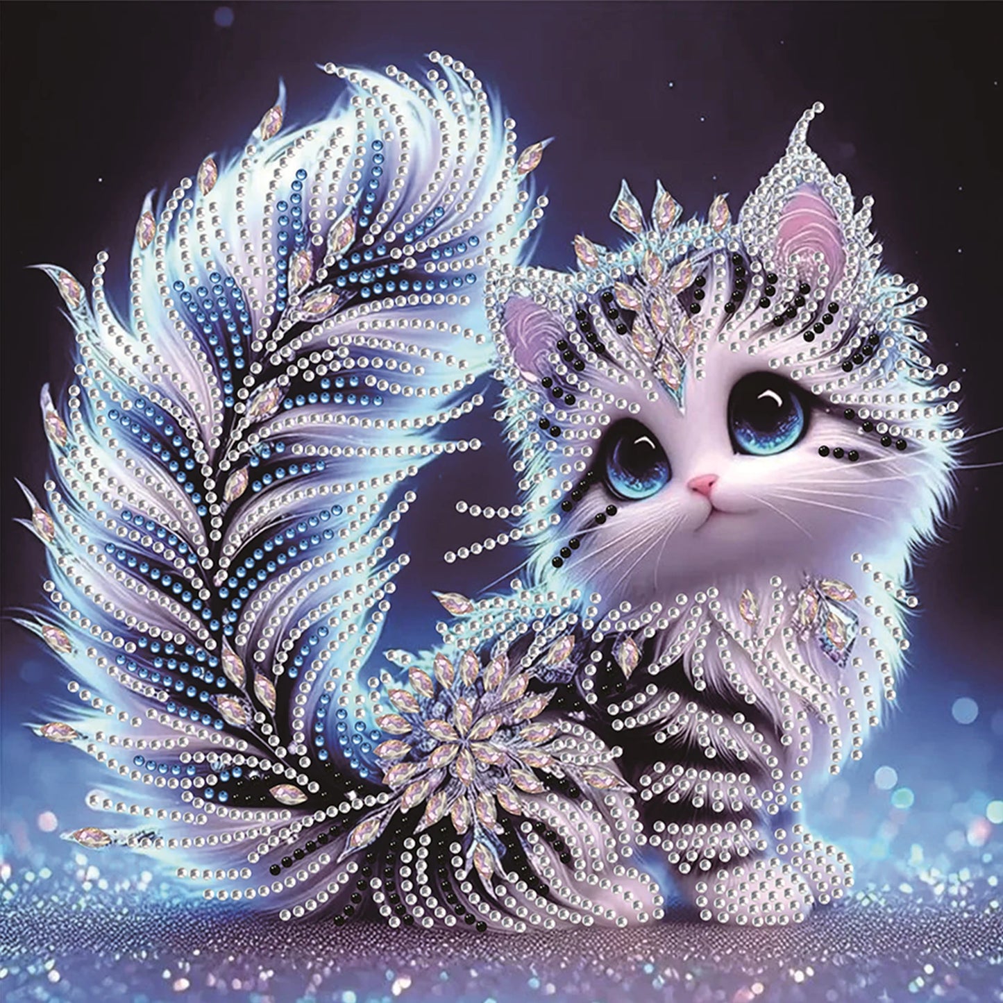 Cat Special Shaped DIY Partial Drill Diamond Painting Kits for Adults Beginners Home Decor Diamonds Dots Gem Art Kits 30x30cm Peaceful Pleasures Health and Wellness Fantasy Tail Cat