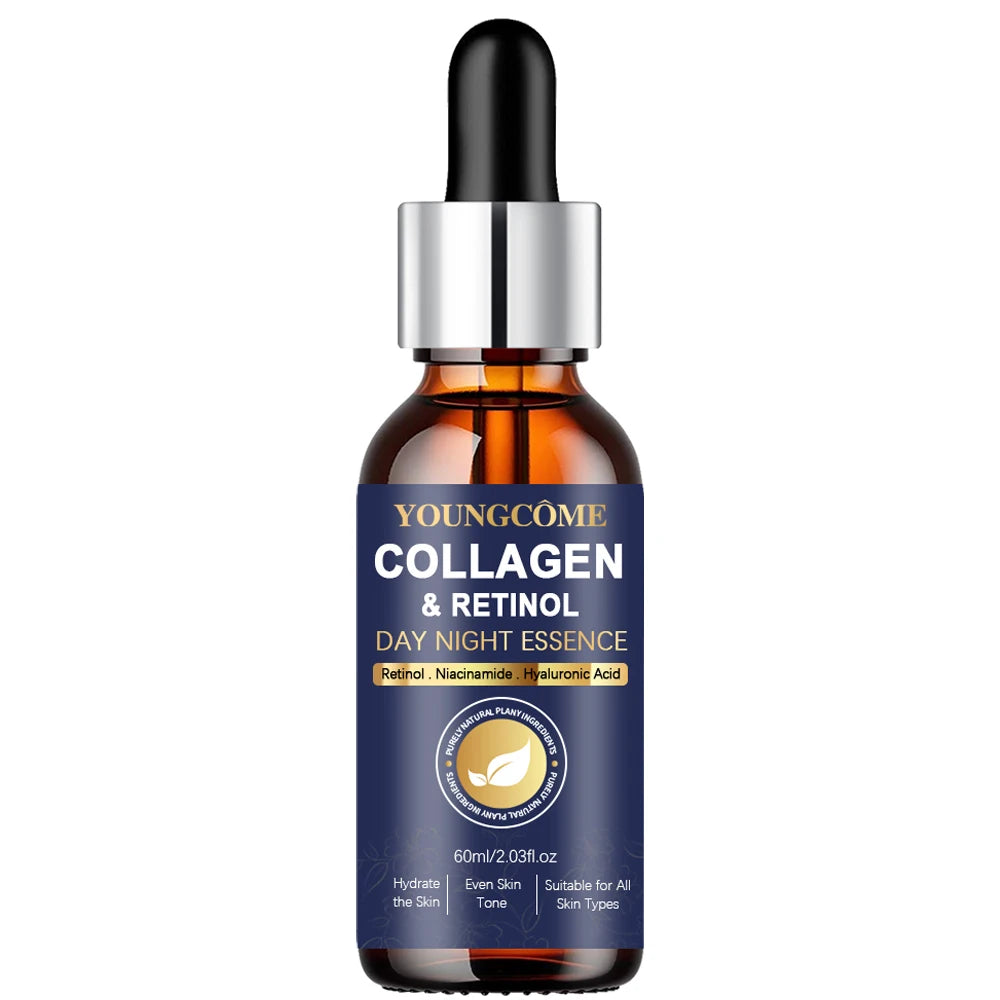 Collagen Retinol + Stem Cell Day Night Moisturizer & Serum Set - Hydrating Firming Skin Care with Niacinamide Hyaluronic Acid Peaceful Pleasures Health and Wellness 60ml