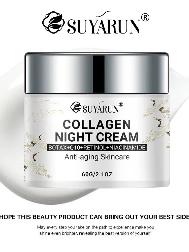 SUYARUN Night Repair Cream - Collagen Booster with Niacinamide & Ginger, Anti-Aging, Brightening & Moisturizing Face Cream. Peaceful Pleasures Health and Wellness 60g