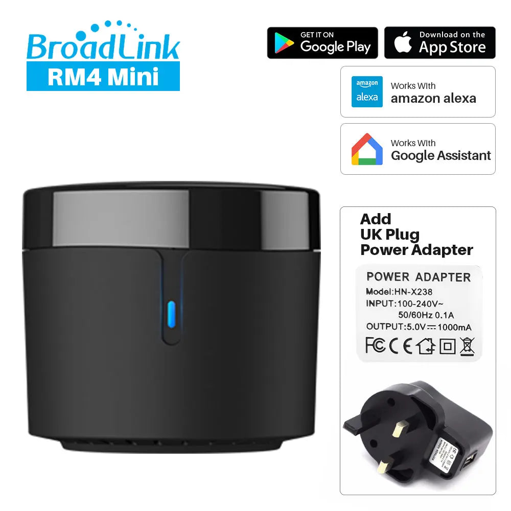 Broadlink Rm4 Mini Smart Remote Control Infrared Universal IR Audio Video Smart Home work with Google Home Alexa Peaceful Pleasures Health and Wellness rm4 mini uk