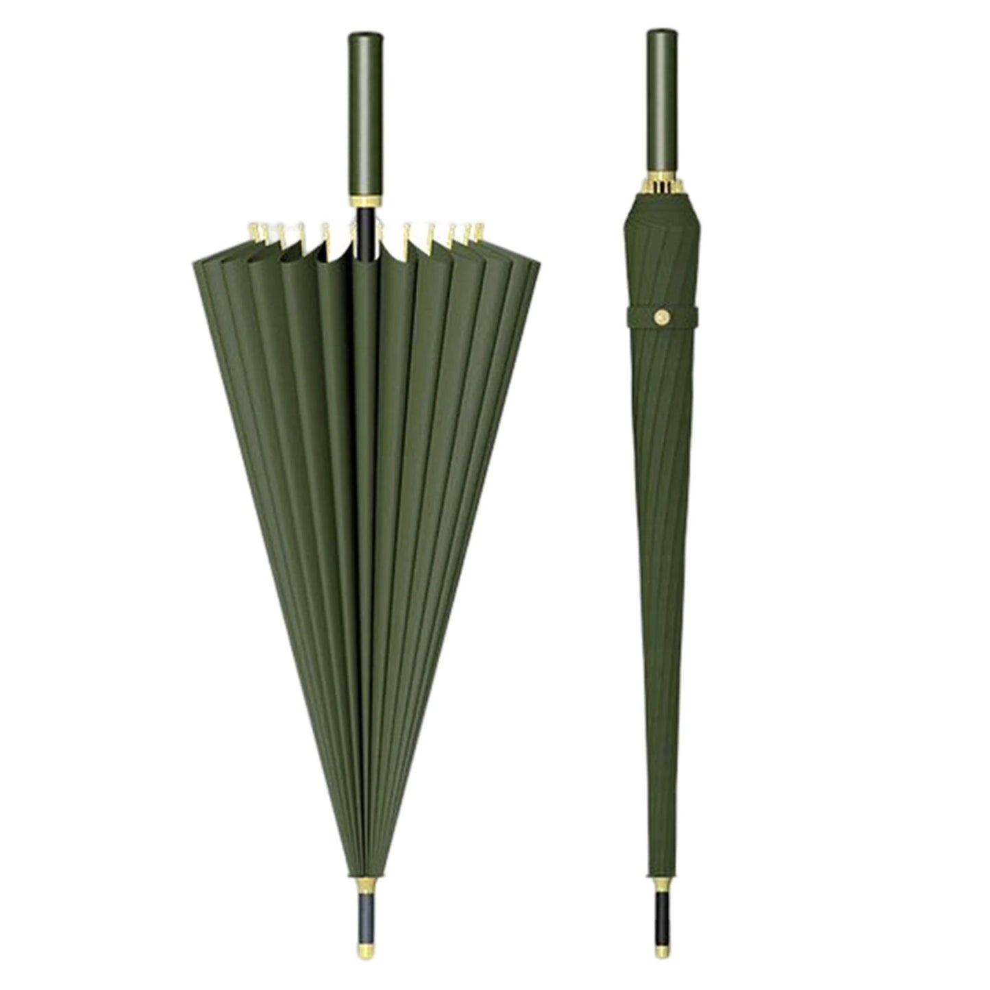 Automatic 24 Bone Umbrellas Fashion Solid-Color Reinforcement Windproof Parasols All-Weather Umbrellas For Rainy Day Peaceful Pleasures Health and Wellness Dark