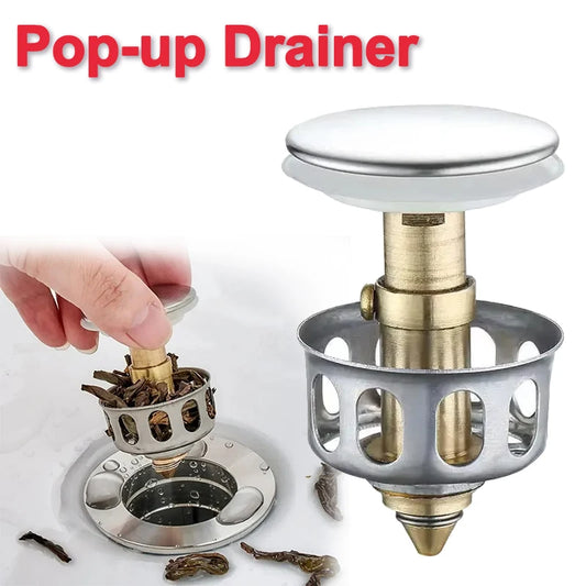 2026 Metal Basin Drain Valve Pop-Up Drainer Bathtub Strainer Plug with Hair Catcher - Waste Stopper Bathroom Accessory Peaceful Pleasures Health and Wellness