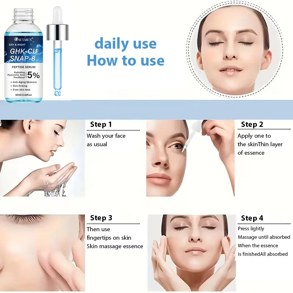 SUYARUN Anti-Aging Peptide Serum | GHK-Cu & SNAP-8 Formula for Day & Night Firming Treatment. Peaceful Pleasures Health and Wellness