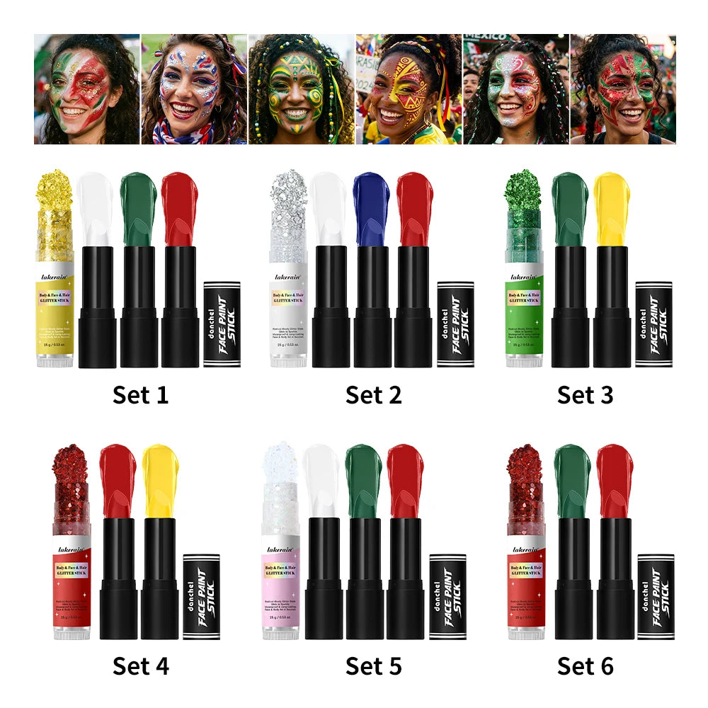 Face Body Paint Stick Set Eye Black Football Baseball Softball Non-Toxic Hypoallergenic Halloween SFX Cosplay Makeup Football Peaceful Pleasures Health and Wellness
