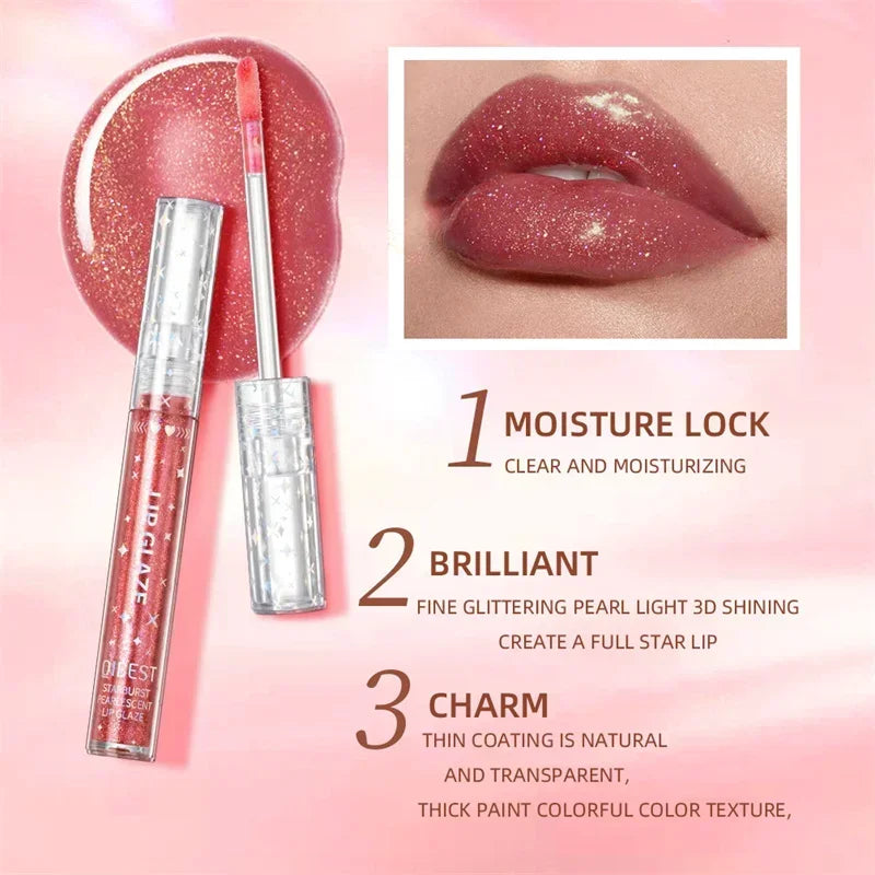 Glitter Holographic Lip Gloss – 15 Shades, Waterproof & Hydrating