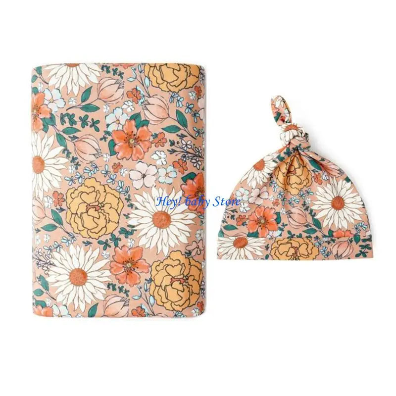 Bamboo Newborn Swaddle Blanket & Turban Hat Set | 25 Colors